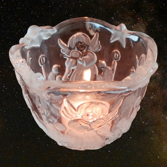 1 Vtg Crystal Angel Holiday Lights Violin  Votive Candle Holder Mikasa Germany - Picture 2 of 2